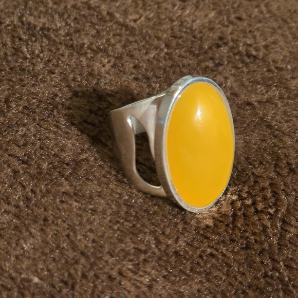 Vintage Jay King Yellow Cabochon Very Unique Sterling Silver 925 Ring  Jewelry - Picture 8 of 16